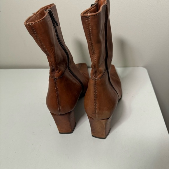 Vintage Aldo made  in Poland leather cognac booties y2k glam western 39 - Picture 7 of 11